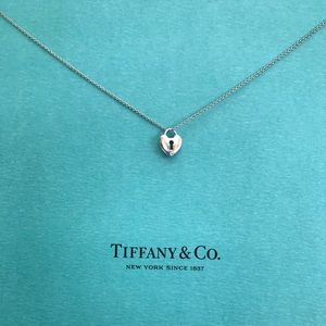 Retired Tiffany mini key hole love heart lock necklace